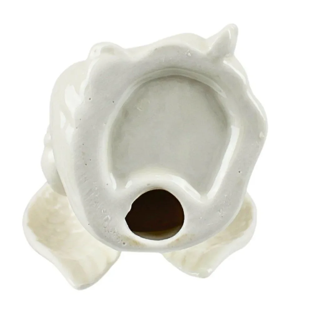 Ceramic Porcelain White Sitting Angel Holding Gift Box w/ Box Kitsch Cottagecore